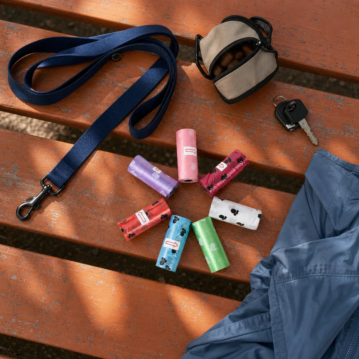 Dog walking kit prepared for an outdoor routine